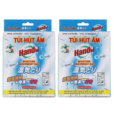 Bộ 2 Hộp Túi Hút Ẩm Hando 50g - Giữ Khô, Chống Mốc, Khử Mùi Hôi Hiệu Quả Cho Tủ Quần Áo, Tủ Giày, Tủ Thuốc