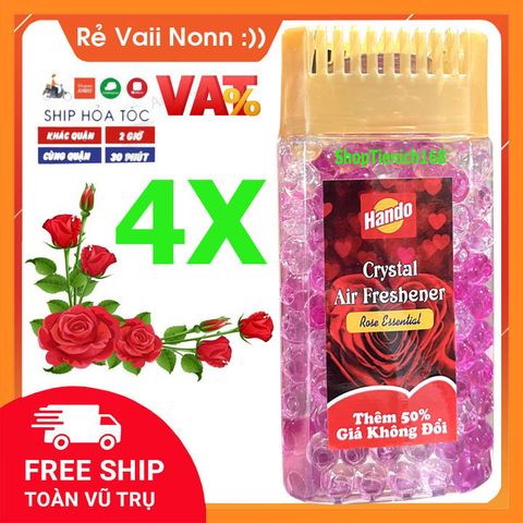 Bộ 4 Sáp Thơm Hando 150g - Khử Mùi Cao Cấp (Hương Rose, Nhài Xanh, Charming, Lan Tím) - Trang Trí Nhà Cửa An Toàn