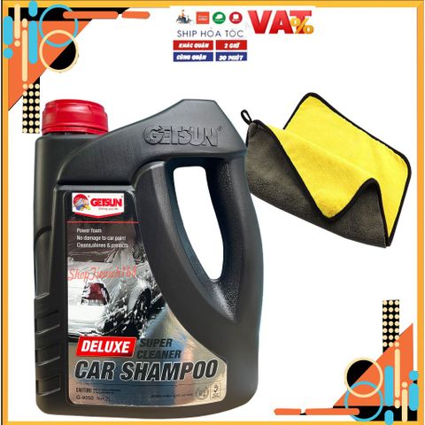 Nước Rửa Xe Ô Tô, Xe Máy Getsun 2L - Super Cleaner Kèm Khăn Lau Rửa Xe - Bảo Dưỡng Sơn, An Toàn Với Da Tay