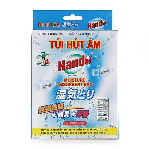 Hộp 5 Túi Hút Ẩm Hando 50g - Chống Mốc, Khử Mùi Thoáng Mát Cho Tủ Quần Áo, Giày Dép, Tủ Bếp