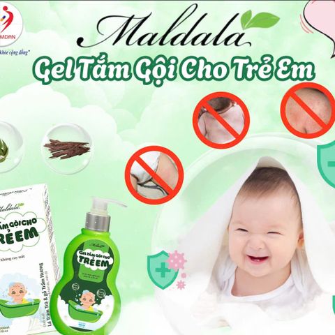 Gel Tắm Gội Trẻ Em Maldala 200ml - Chiết Xuất Tự Nhiên Ngăn Ngừa Rôm Sảy, Mẩn Đỏ Và Dưỡng Ẩm Da Mềm Mịn