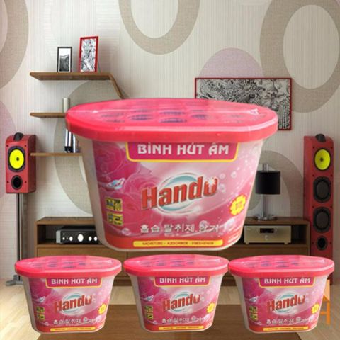 Bộ 3 Bình Hút Ẩm Khử Mùi Nấm Mốc Hando 450ml - Hương Hoa Hồng Dịu Nhẹ, Giữ Không Gian Thoáng Mát, Chống Ẩm Hiệu Quả