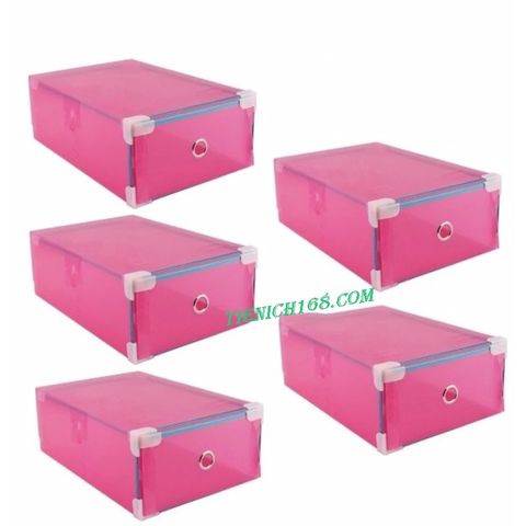 Bộ 5 hộp đựng giầy ngăn kéo viền kim loại Mầu Vàng,Cam,Xanh lá,Xanh Dương,Hồng 377043