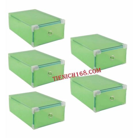 Bộ 5 hộp đựng giầy ngăn kéo viền kim loại Mầu Vàng,Cam,Xanh lá,Xanh Dương,Hồng 377043