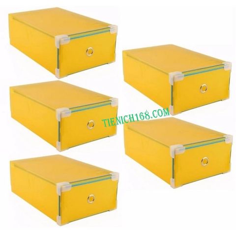 Bộ 5 hộp đựng giầy ngăn kéo viền kim loại Mầu Vàng,Cam,Xanh lá,Xanh Dương,Hồng 377043