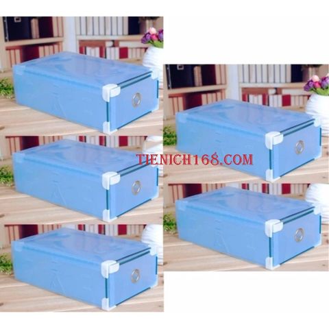 Bộ 5 hộp đựng giầy ngăn kéo viền kim loại Mầu Vàng,Cam,Xanh lá,Xanh Dương,Hồng 377043