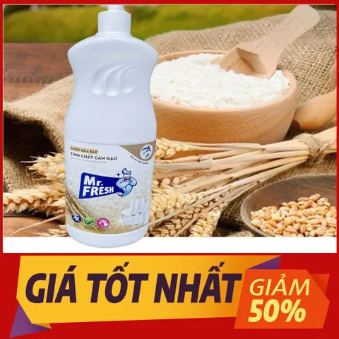 Nước Rửa Bát Đậm Đặc MR.FRESH Tinh Chất Cám Gạo 820ML - Diệt Khuẩn, Khử Mùi, Giữ Ẩm Da Tay - Sản Phẩm Tự Nhiên An Toàn