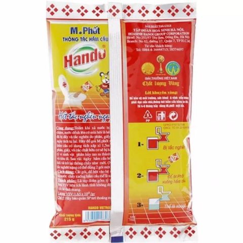 Bột Vi Sinh Thông Tắc Hầm Cầu Hando 215g - Giải Pháp Khử Hôi Hiệu Quả, Tiện Lợi cho Bồn Cầu và Bể Phốt Nhà Bạn