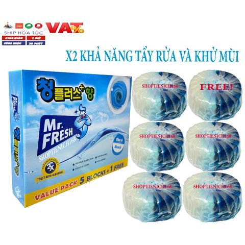 Viên Tẩy Bồn Cầu X2 MR.FRESH 4+1 - Diệt Khuẩn, Khử Mùi Hiệu Quả, An Toàn Cho Gia Đình