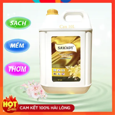 Nước Giặt Xả 6 In 1 Sawady Thái Lan 10L - Sạch Sâu, Giữ Màu, Hương Charming Quyến Rũ, Chống Mùi Hôi, Dùng Cho Giặt Tay & Máy