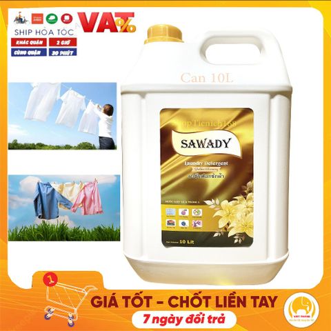 Nước Giặt Xả Sawady 6 In 1 10L - Siêu Đậm Đặc, Khử Mùi Hiệu Quả, Hương Nước Hoa Quyến Rũ, Thái Lan