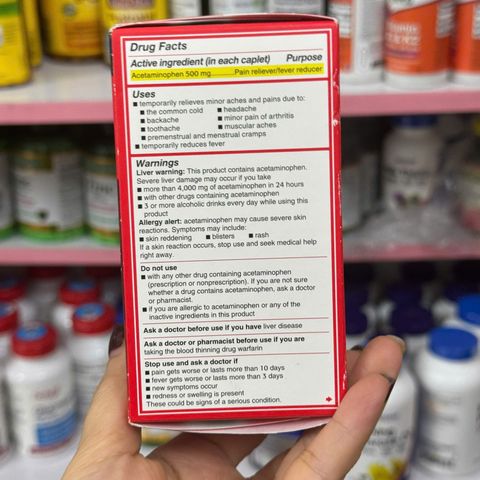 Tylenol Extra Strength 500 mg - Viên giảm đau, hạ sốt nhanh chóng cho người lớn và trẻ em từ 12 tuổi, hàng Mỹ chính hãng