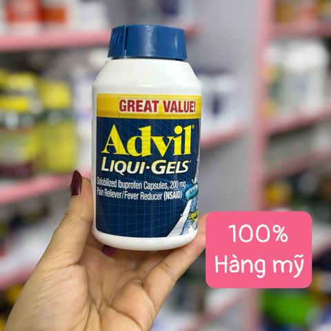 Advil Liqui-Gels 200 Viên - Giảm Đau Nhanh Chóng Hiệu Quả Với 200mg Ibuprofen, Hạ Sốt, Giải Pháp Cho Đau Cơ, Đau Đầu