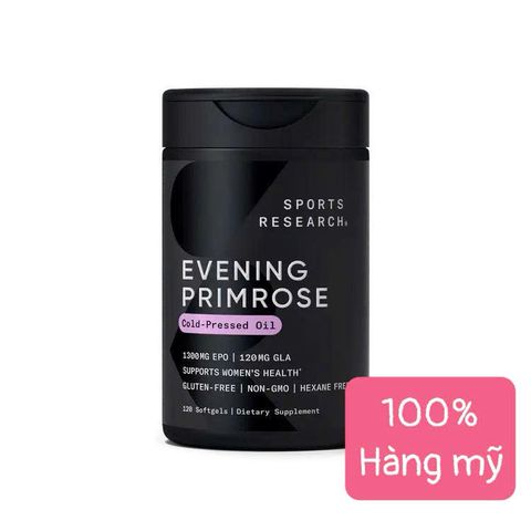 Tinh dầu hoa anh thảo Sports Research 1300mg - 120 viên giúp cân bằng nội tiết, hỗ trợ sức khỏe phụ nữ, không chứa gluten, Non-GMO