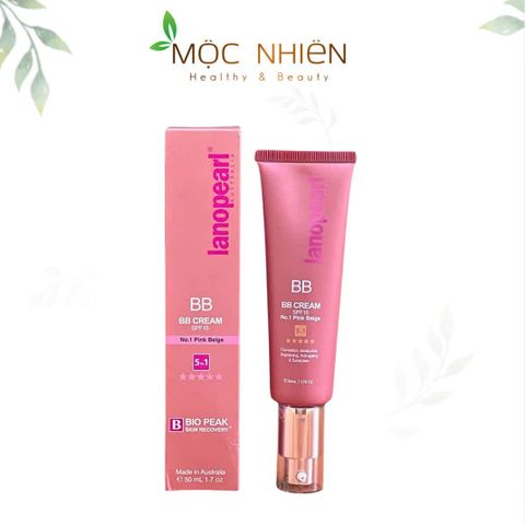 Lanopearl BB Cream 5in1 SPF 15 - Kem Nền Dưỡng Ẩm, Trắng Da, Chống Lão Hoá, Chống Nắng - 50ml Màu Hồng Be