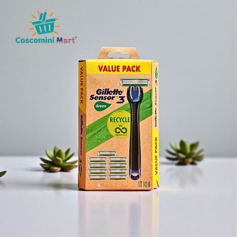 Bộ dao cạo râu Gillette Sensor 3 - 1 dao và 11 lưỡi, cạo mượt với công nghệ Comfortgel và đầu dao xoay, dễ sử dụng và tiết kiệm.