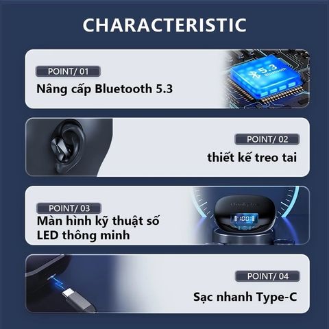 Tai Nghe Bluetooth Lenovo Thinkplus LP75 V5.3 - Không Dây Thể Thao Chống Nước HiFi Stereo, Âm Thanh Nhạc Sống Động, Thời Gian Nghe 28 Giờ