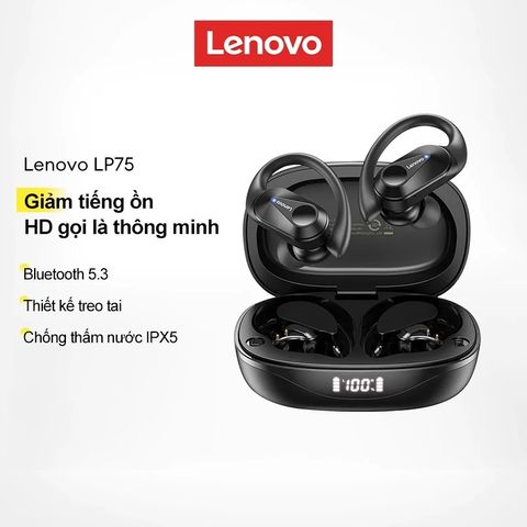 Tai Nghe Bluetooth Lenovo Thinkplus LP75 V5.3 - Tai Nghe Thể Thao Chống Nước HiFi Stereo Không Dây, Thời Gian Nghe 28 Giờ