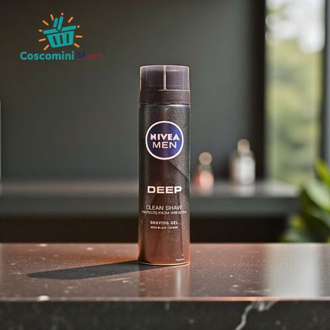 Gel cạo râu Nivea Deep Clean 200ml - Gel cạo râu với than hoạt tính, hương Vanilla Bourbon, bảo vệ da, dễ chịu cho phái mạnh