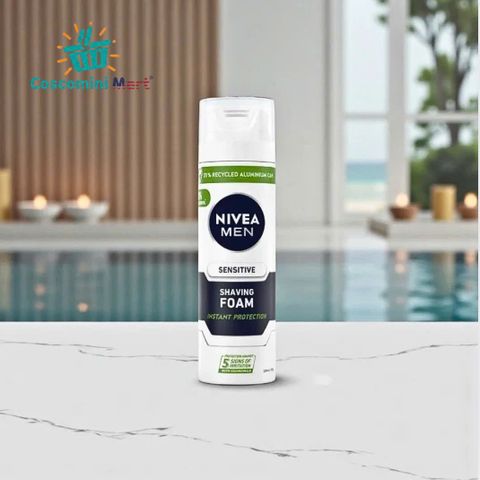Kem cạo râu NIVEA MEN Sensitive 200ml - Bọt cạo râu nhẹ dịu cho da nhạy cảm, bảo vệ da khỏi kích ứng và vết cắt.