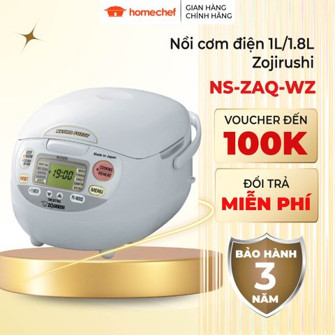 Nồi Cơm Điện Tử Zojirushi NS-ZAQ 1.8L/1.0l 1000W - Công Nghệ Fuzzy Logic, Nấu Nhiều Loại Gạo, Sản Xuất Nhật Bản