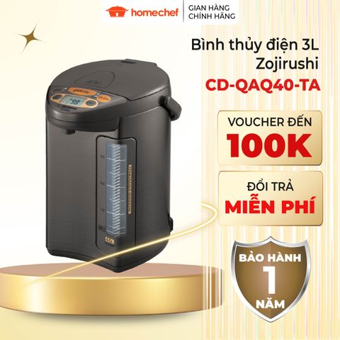 Bình Thủy Điện Zojirushi CD-QAQ40-TA 4L - Công Suất 670W, Hẹn Giờ Thông Minh, An Toàn, Hàng Nhật, Bảo Hành 1 Năm