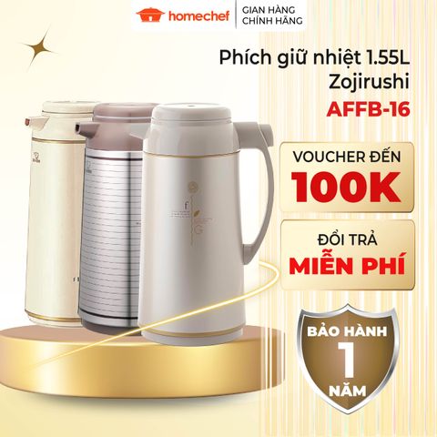 Phích giữ nhiệt Zojirushi AFFB-16 1,55L Nhật Bản, công nghệ giữ nóng 10h, thiết kế sang trọng, tay cầm tiện lợi.