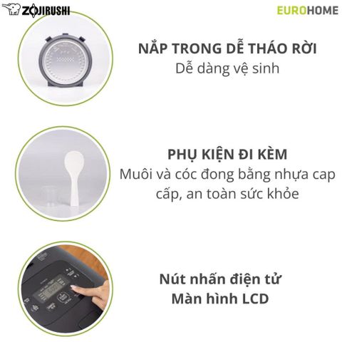 Nồi Cơm Điện Zojirushi Cao Tần NL-EAQ - Nấu Cơm Ngon, Giữ Ấm, Công Nghệ IH, Thiết Kế Sang Trọng, Bảo Hành 3 Năm Nhật Bản