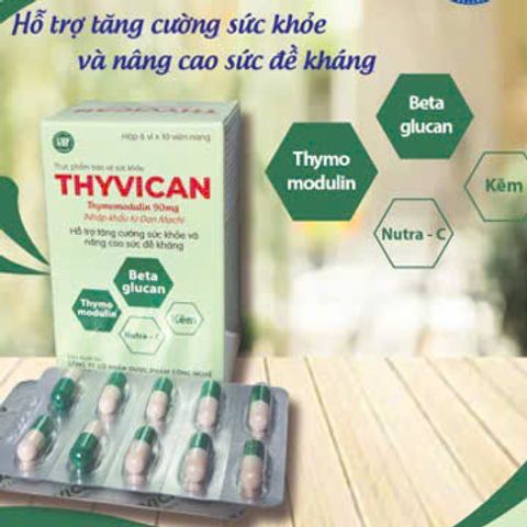 Viên Uống Thyvican Bổ Sung Thymomodulin, Kẽm, Vitamin C - Hỗ Trợ Tăng Cường Sức Đề Kháng Cho Cơ Thể - 60 Viên