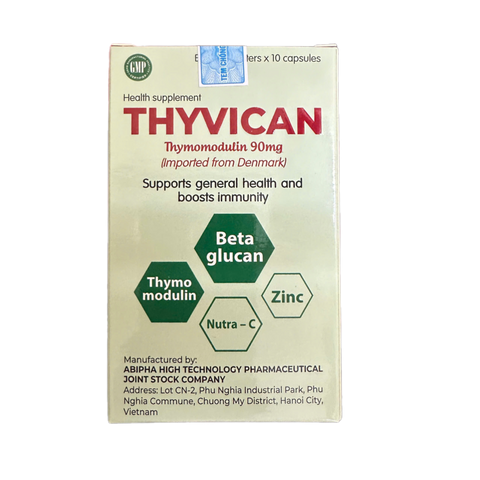 Viên Uống Thyvican Bổ Sung Thymomodulin, Kẽm, Vitamin C - Hỗ Trợ Tăng Cường Sức Đề Kháng Cho Cơ Thể - 60 Viên