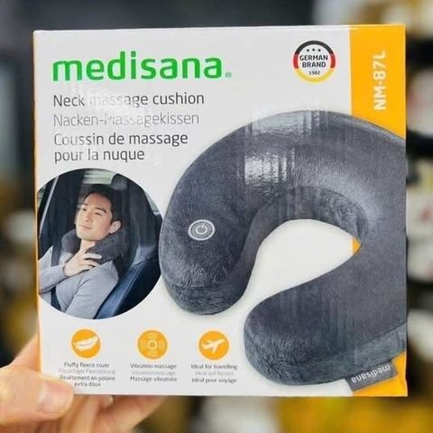 Gối Massage Cổ Medisana NM87L 2023 - Gối Rung Di Động Thư Giãn, Hỗ Trợ Ngủ Trên Xe, Máy Bay, Văn Phòng - Quà Tặng Thú Vị