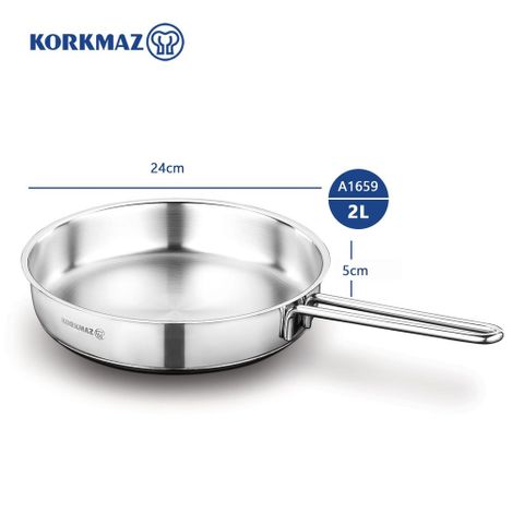 Chảo Inox Korkmaz Perla 24cm - 2L Chính Hãng Thổ Nhĩ Kỳ, Dùng Cho Bếp Từ, Bếp Ga - Đồ Gia Dụng Nhà Bếp Cao Cấp
