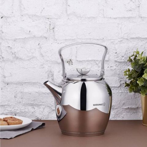Bình trà inox 18/10 Korkmaz Butterfly 2.3L – Hàng chính hãng, sử dụng bếp từ, chất liệu cao cấp, tiện lợi và sang trọng, Made in Turkey