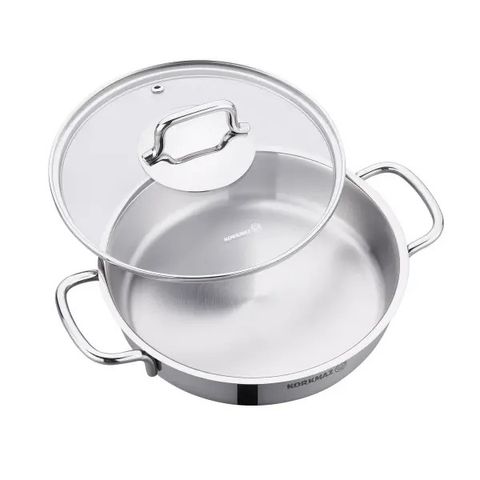 Nồi inox 18/10 Korkmaz Perla 2.3L - 3L - 3.6L, Thân Thấp Dùng Cho Bếp Từ - Sản Xuất Tại Thổ Nhĩ Kỳ