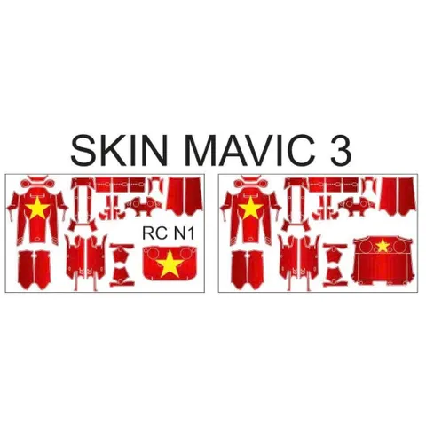 Tem Dán Skin Mavic 3 Đỏ Sao Vàng - Bộ Trang Trí Toàn Thân Chống Nước, Bền Bỉ và Sáng Bóng