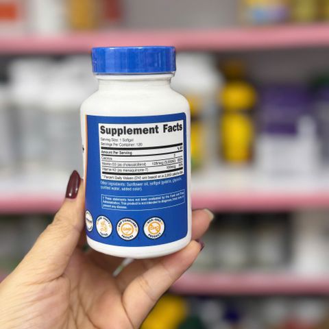 Nutricost Vitamin K2D3 120 Viên - Hỗ Trợ Hấp Thụ Canxi, Tăng Cường Sức Khỏe Xương Khớp, Phòng Ngừa Loãng Xương