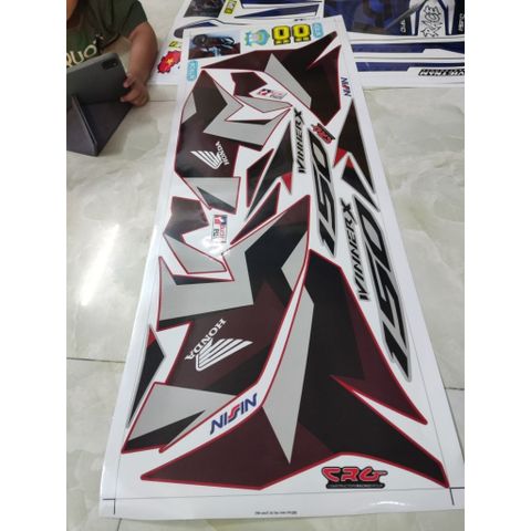 Tem Dán Camo ZIN Winner Đỏ Bạc Đen - Decal Cao Cấp Bảo Hành Trọn Đời, Chống Nước, Họa Tiết Đặc Sắc cho Ô Tô, Xe Máy