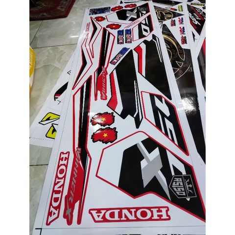 Tem Dán Cao Cấp RS150R HRC Đen - Decal Đỏ Nhám Cho Xe Winner X V3, Bảo Hành Trọn Đời, Chống Nước, Bền Bỉ, Trang Trí Xe Hơi
