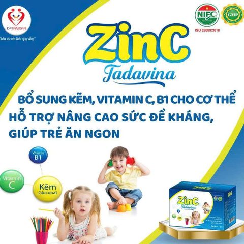 Siro bổ sung Kẽm ZinC Tadavina - Tăng cường sức đề kháng, hỗ trợ tiêu hóa cho trẻ em và người lớn, 20 ống x 5ml