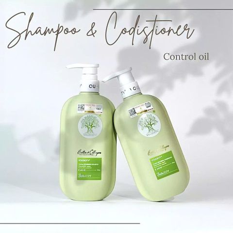 Cặp Dầu Gội Dưỡng Tóc Dầu Voudioty Biotin Collagen - Giải Pháp Sạch Sẽ và Khỏe Mạnh Cho Tóc Dầu Xanh Lá