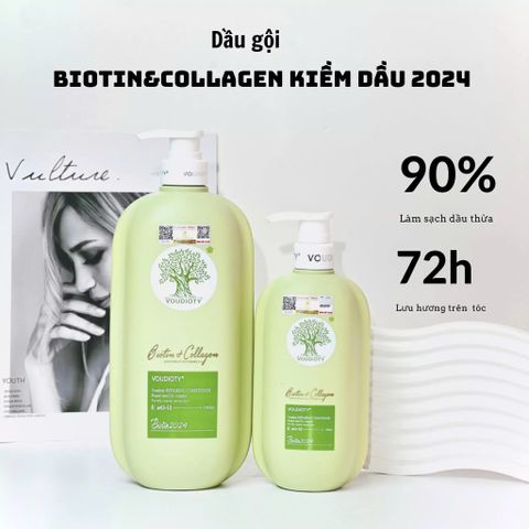 Cặp Dầu Gội Dưỡng Tóc Dầu Voudioty Biotin Collagen - Giải Pháp Sạch Sẽ và Khỏe Mạnh Cho Tóc Dầu Xanh Lá