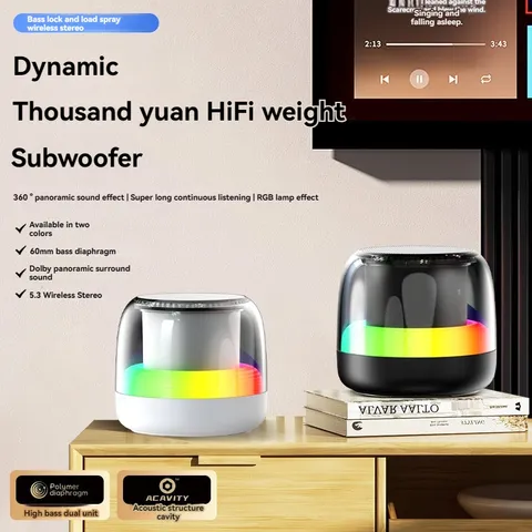 Loa Mini Bluetooth 5.3 Không Dây RGB Di Động - Âm Thanh HD, Đèn LED, Thiết Kế Nhỏ Gọn, Phù Hợp Dã Ngoại và Tiệc Tùng