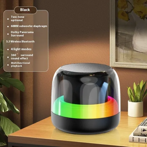 Loa Mini Bluetooth 5.3 Không Dây RGB Di Động - Âm Thanh HD, Đèn LED, Thiết Kế Nhỏ Gọn, Phù Hợp Dã Ngoại và Tiệc Tùng