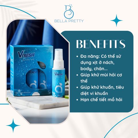 Xịt Khử Mùi Vfresh - Xịt Khử Mùi Nam Nữ Hương Nước Hoa Thiên Nhiên, Giải Pháp Toàn Diện Cho Cơ Thể Sạch Sẽ, Thơm Mát Suốt Ngày