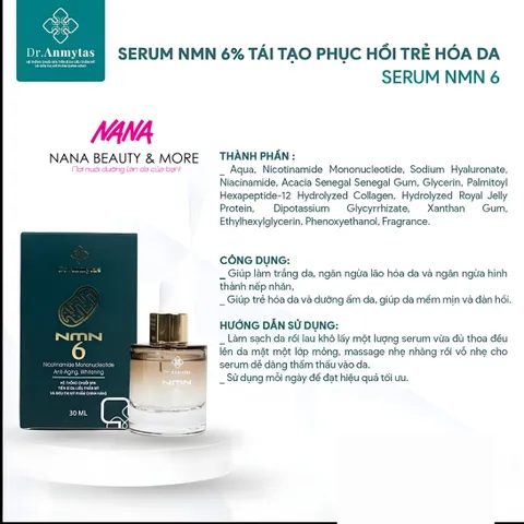 Tinh Chất Tái Tạo Da Dr.Anmytas Nờ M Nờ 6% 30ML - Serum Chống Lão Hóa, Giúp Làm Trắng, Trẻ Hóa Da Tăng Cường Độ Ẩm