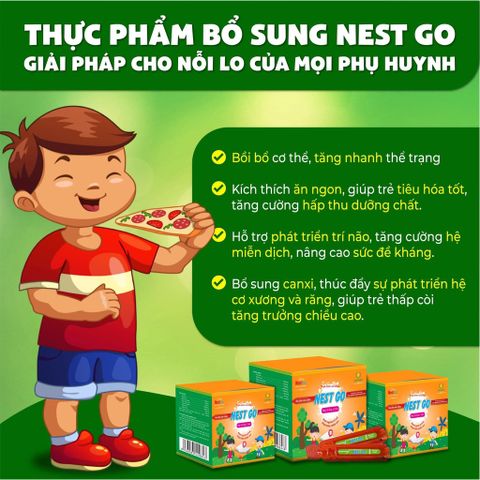 Ống Uống Dinh Dưỡng Yến Xào NEST GO - Hỗ Trợ Trẻ Biếng Ăn, Còi Cọc, Tăng Sức Đề Kháng, Hộp 30 ống x 10ml