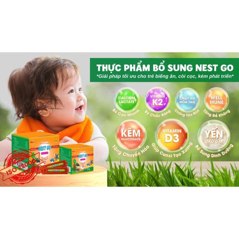 Ống Uống Dinh Dưỡng Yến Xào NEST GO - Hỗ Trợ Trẻ Biếng Ăn, Còi Cọc, Tăng Sức Đề Kháng, Hộp 30 ống x 10ml