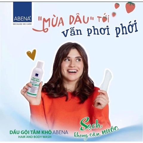 Dầu Gội Khô Tắm Khô Abena 2 Trong 1 200ml - Sản Phẩm An Toàn Từ Đan Mạch, Không Cần Nước, Dịu Nhẹ Cho Da Nhạy Cảm