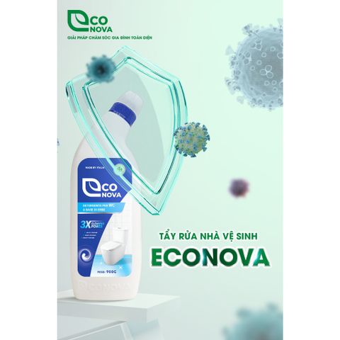 Nước Tẩy Rửa Nhà Vệ Sinh Econova Không Mùi Hóa Chất - Chai 0.9kg Xuất Xứ Ý - Dễ Dàng Làm Sạch Bồn Cầu và Sàn Gạch