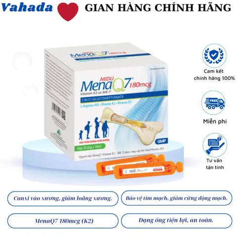 Canxi Midu MenaQ7 180mcg Hỗ Trợ Tăng Chiều Cao và Giúp Xương Chắc Khỏe Cho Trẻ Em - Bổ Sung Cao Cấp Hữu Cơ